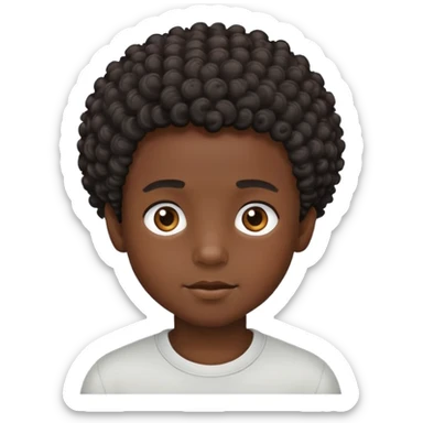 Black boy with a curly short hair and  sticker