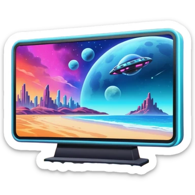 big screen with a movie sticker