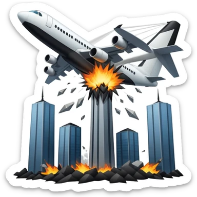 A plane crashing into two towers sticker