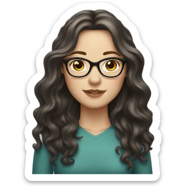 white girl with glasses and dark long wavy hair sticker
