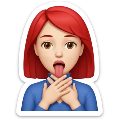 criss cross hands around throat choking self woman emoji tongue out  sticker