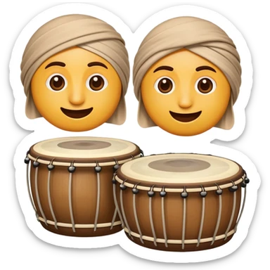 Imagine a couple as two pieces of tabla musical instrument - dhagga and tabla. Create a funny emoji. sticker