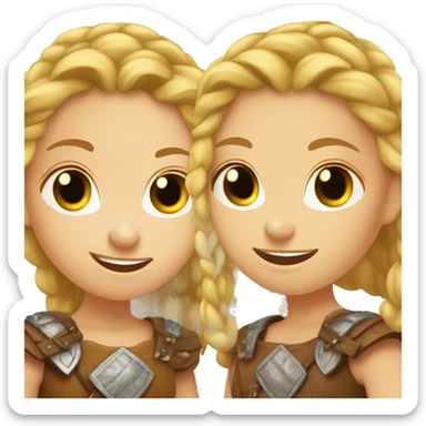 young causian viking girls talking face to face sticker