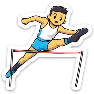 high jump athlete, leaping action sticker