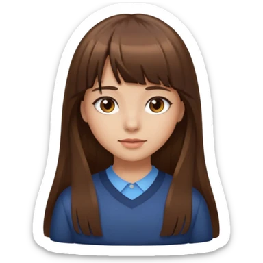 eu quero uma menina de franja e cabelo comprido cabelo castanho e franja  sticker