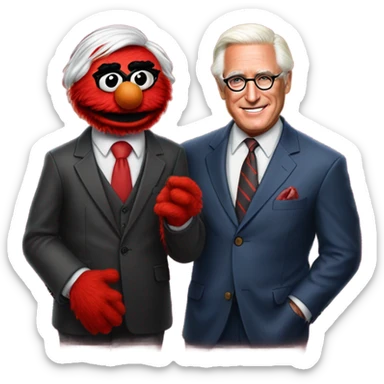 Photorealistic Elmo with Roger Stone sticker