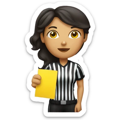 hispanic female referee holding yellow card sticker