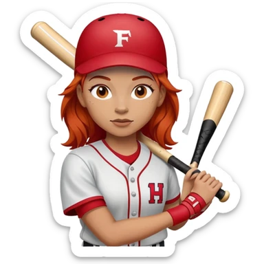 Softball player with red hair sticker
