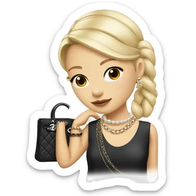 Blonde Chanel Asian Girl with Birkin bag and Chanel necklace sticker