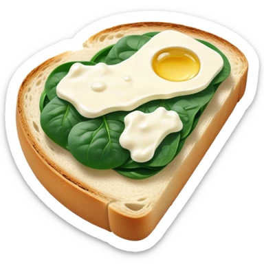 sourdough bread slice with cream cheese and spinach on top  sticker