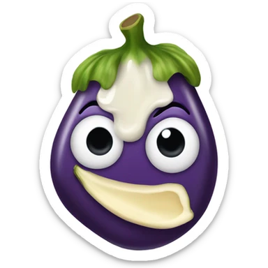 Eggplant with mayo sticker
