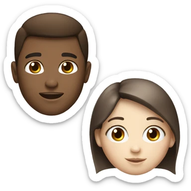 White brunette blue eyed boy with brunette girl sticker