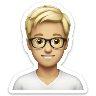 Clever young white boy with glasses  sticker