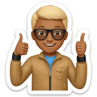 Creat light black kid with this "👍, 👈, 😀, 😎, reaction sticker