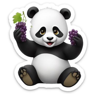 Panda eating grapes sticker