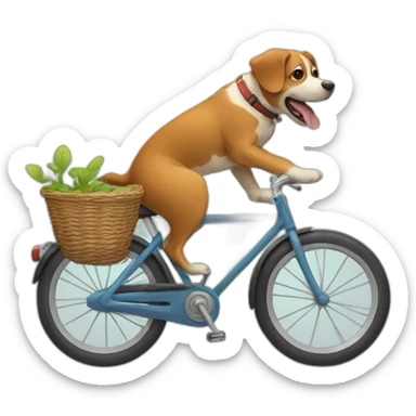 dog riding a bike sticker