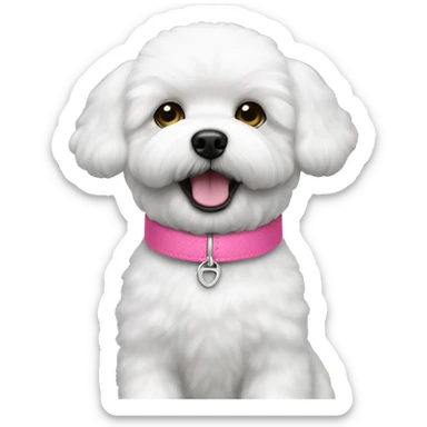 Bichon frise pink collar sticker