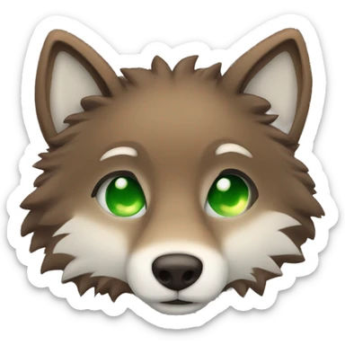 Brown cute Wolf furry sleeping with green pupils sticker
