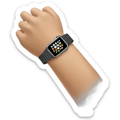 a wrist with hand wearing an apple watch sticker