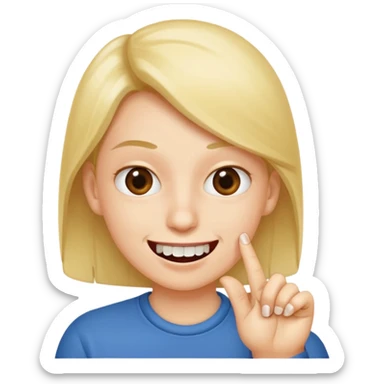 Emoji gêne et content qui mort un seule ongle Et on voit un peu ses dents plus flatter  sticker