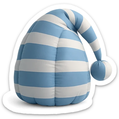 blue and white striped sleep cap in cushion style sticker