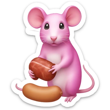 pink girl rat with sausage sticker