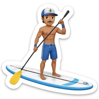 Mexican surfer with  a baseball cap Muscular  no mustache Paddle boarding Mexican man sticker