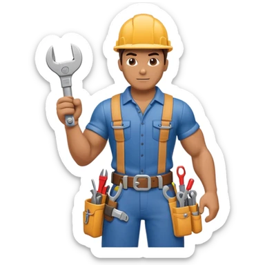 HVAC technician as an action figure logo sticker