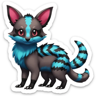 Rare exotic cute epic aesthetic colorful Salandit-Eevee-Civet-species-Fakemon-hybrid-creature, with markings, full body sticker