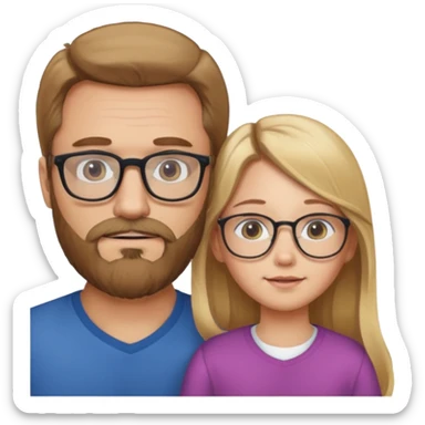 je voudrai un emoji d'un papa chatain avec une barbe chatain et de sa fille aux cheveux longs et blonds avec des lunettes sticker