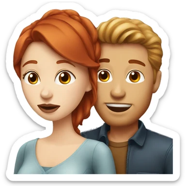 White guy with brown hair kissing redhead woman on lips sticker