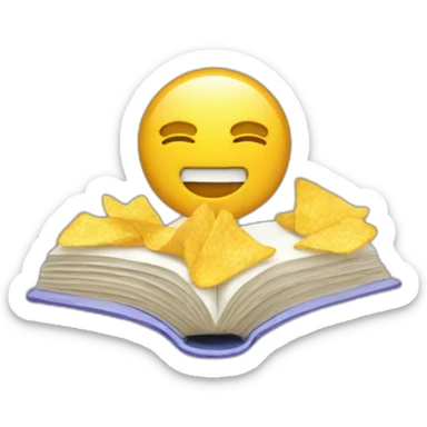 a person reading book listening music and eating chips sticker