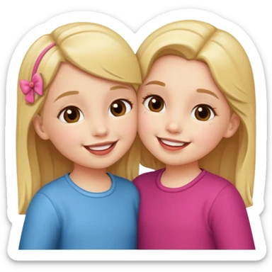 two little gals kissing sticker