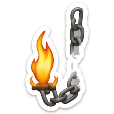 a chain that holds the flame of a fire on a leash sticker