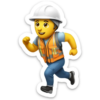 running with hard hat sticker