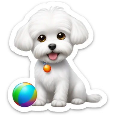Bichon maltese play with a ball sticker