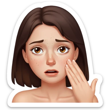 Beautiful brunette girl with freckles crying sticker