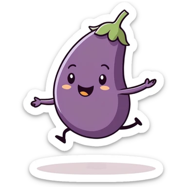 Eggplant, throwing girl cartwheel sticker