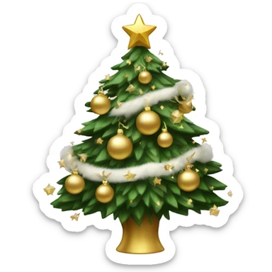 Christmas tree with white and gold decorations sticker