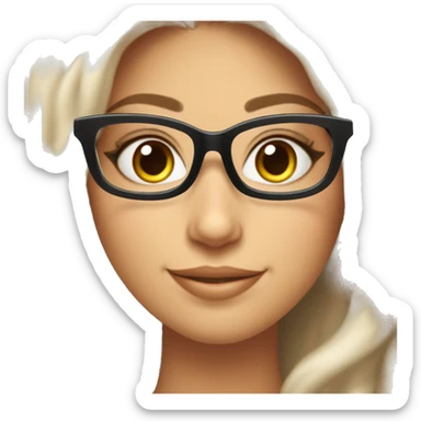 Chica tez blanca, rizada, con cat-eyeglasses, nariz perfilada, linda sonrisa sticker