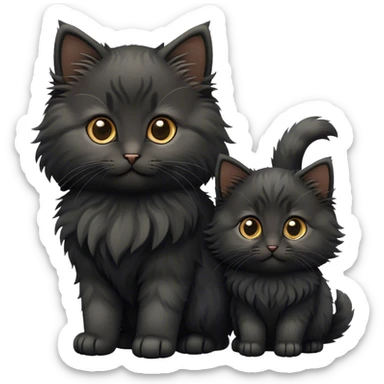 Two cute fluffy black Siberian kittens sticker