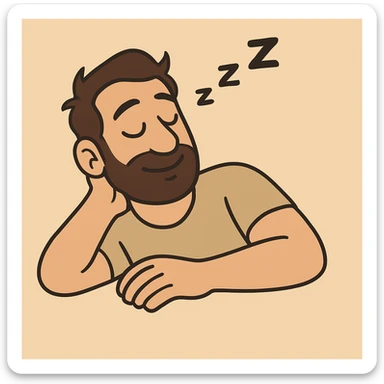 Remove the blanket so only the man is sleeping, keep the same style and pose as in the reference image. sticker