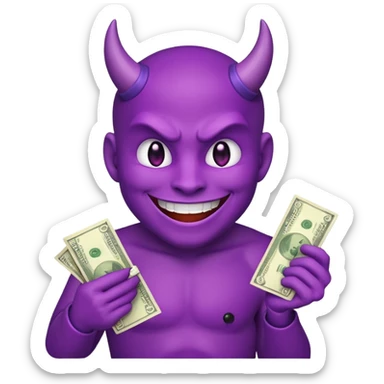 purple devil emoji (fun and light hearted) with money  sticker