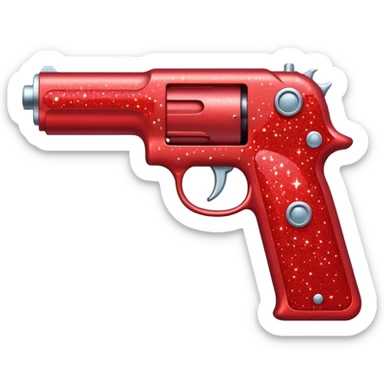 red glitter gun sticker