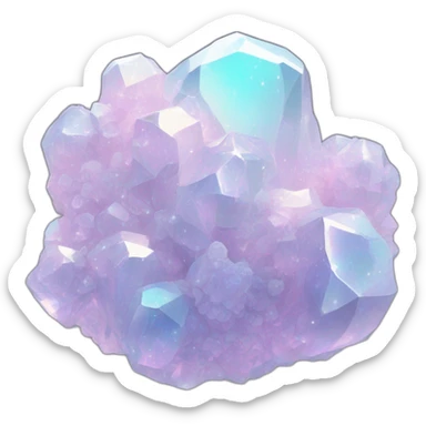 glossy Pastel whitish iridescent glass nebula crystal clusters sticker