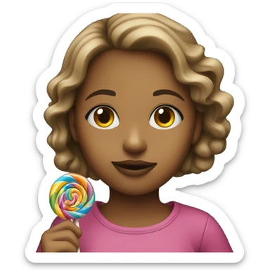 girl holding a lollipop sticker