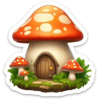 Make a logo of a cute mushroom house with a fairy sticker
