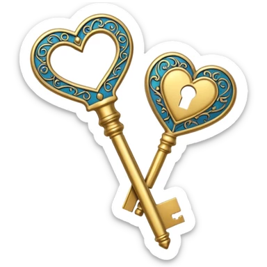 gold basic heart key sticker