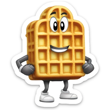 A waffle doing pushups sticker