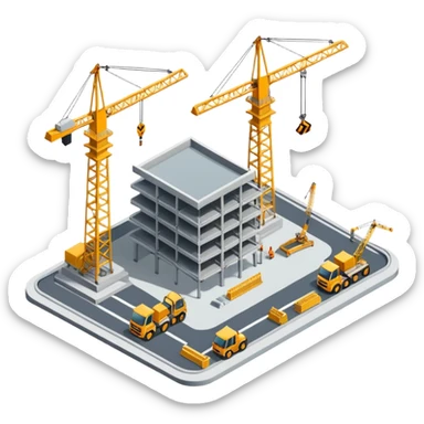 isometric construction site of cathay airport sticker